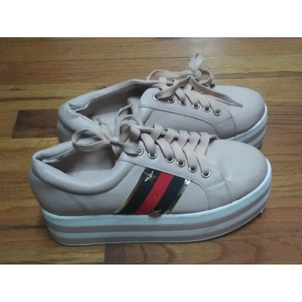 Womens Platform sneakers pink PATRIOTIC sz 7.5 JETTA tennis shoes COMFORT GUC - Picture 7 of 10